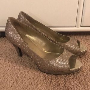 Silver Peep Toe Heels